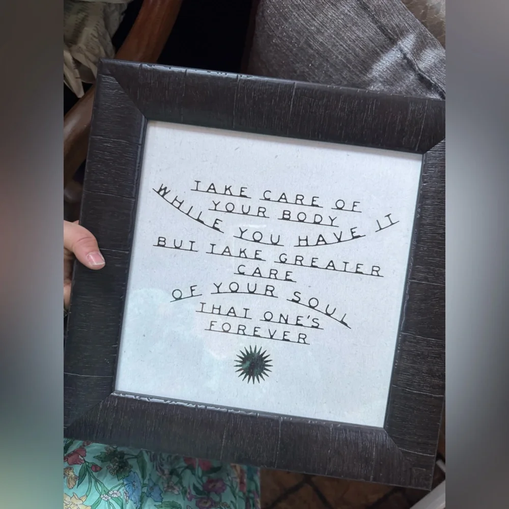 Black Framed “Take Care of Your Body and Soul” Inspirational  Wall Art